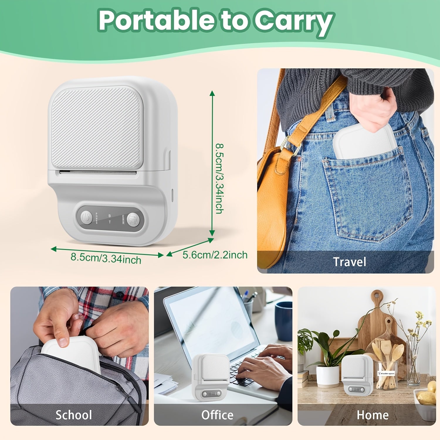 Mini Portable Thermal Printer - Inkless Printing