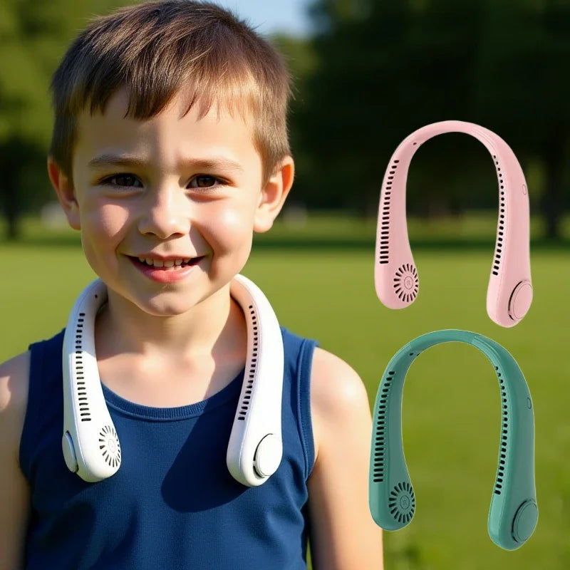 Portable neck fan 3 speed modes Adjustable extendable neck fan Blowing air for hands-free cooling 4000mAh rechargeable
