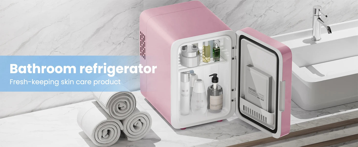 Mini Frigo Beauty con Specchio LED – 4 Litri per Skincare e Trucco