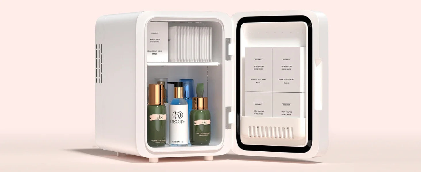 Mini Frigo Beauty con Specchio LED – 4 Litri per Skincare e Trucco