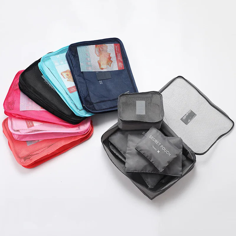 Set di 6 borse portaoggetti per vestiti da viaggio, organizer per bagagli portatile, custodia per valigia, cubo da imballaggio per scarpe, imballaggio di vestiti