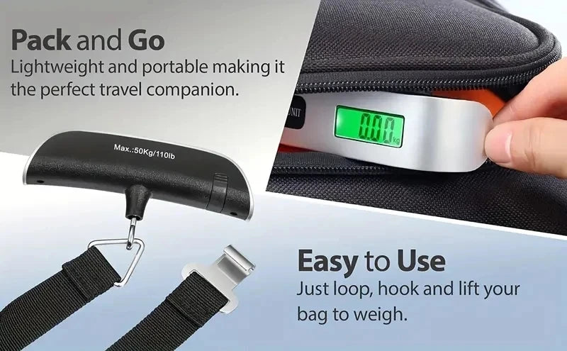 Bilancia digitale per bagagli Bilancia elettronica portatile 110lb/50kg Display LCD Valigia da viaggio Bilancia sospesa Bilancia