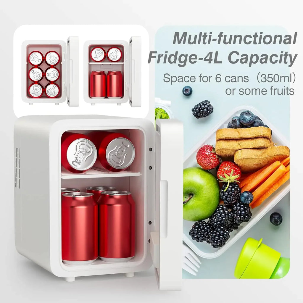 Mini Frigo Beauty con Specchio LED – 4 Litri per Skincare e Trucco
