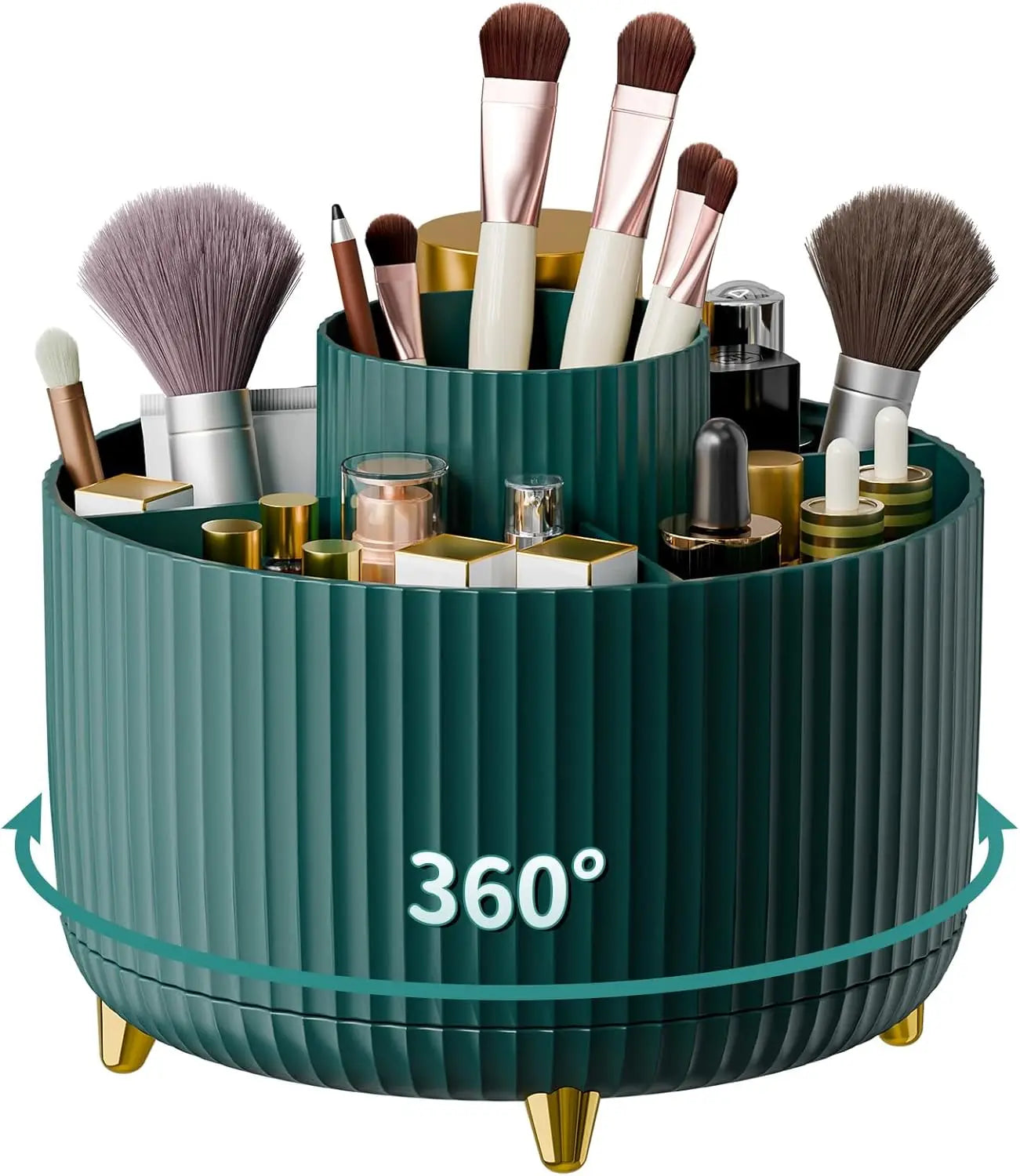 Organizer Porta Pennelli per Trucco 360° – 5 Scomparti Girevoli