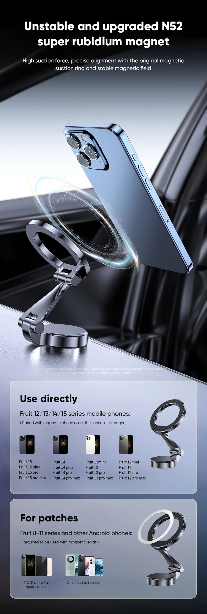 MagSafe Magnetic Car Mount – With Ring or Suction Cup
