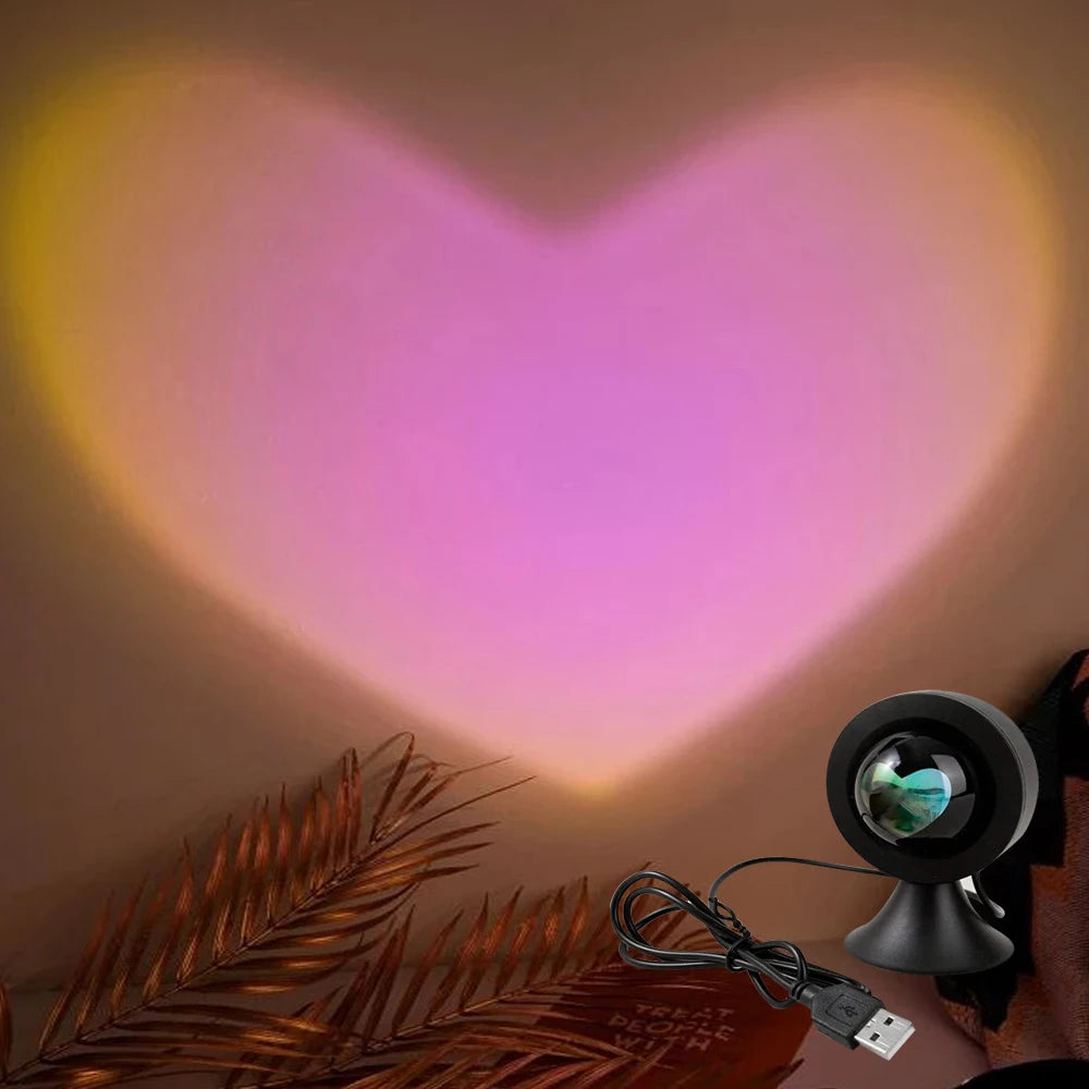 Luce al tramonto Proiettore d'amore Luce notturna Proiezione al tramonto Lampada da scrivania a LED Atmosfera camera da letto Luce arcobaleno Luce decorativa
