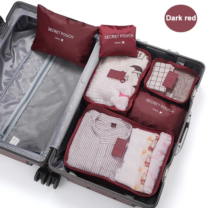 Set di 6 borse portaoggetti per vestiti da viaggio, organizer per bagagli portatile, custodia per valigia, cubo da imballaggio per scarpe, imballaggio di vestiti