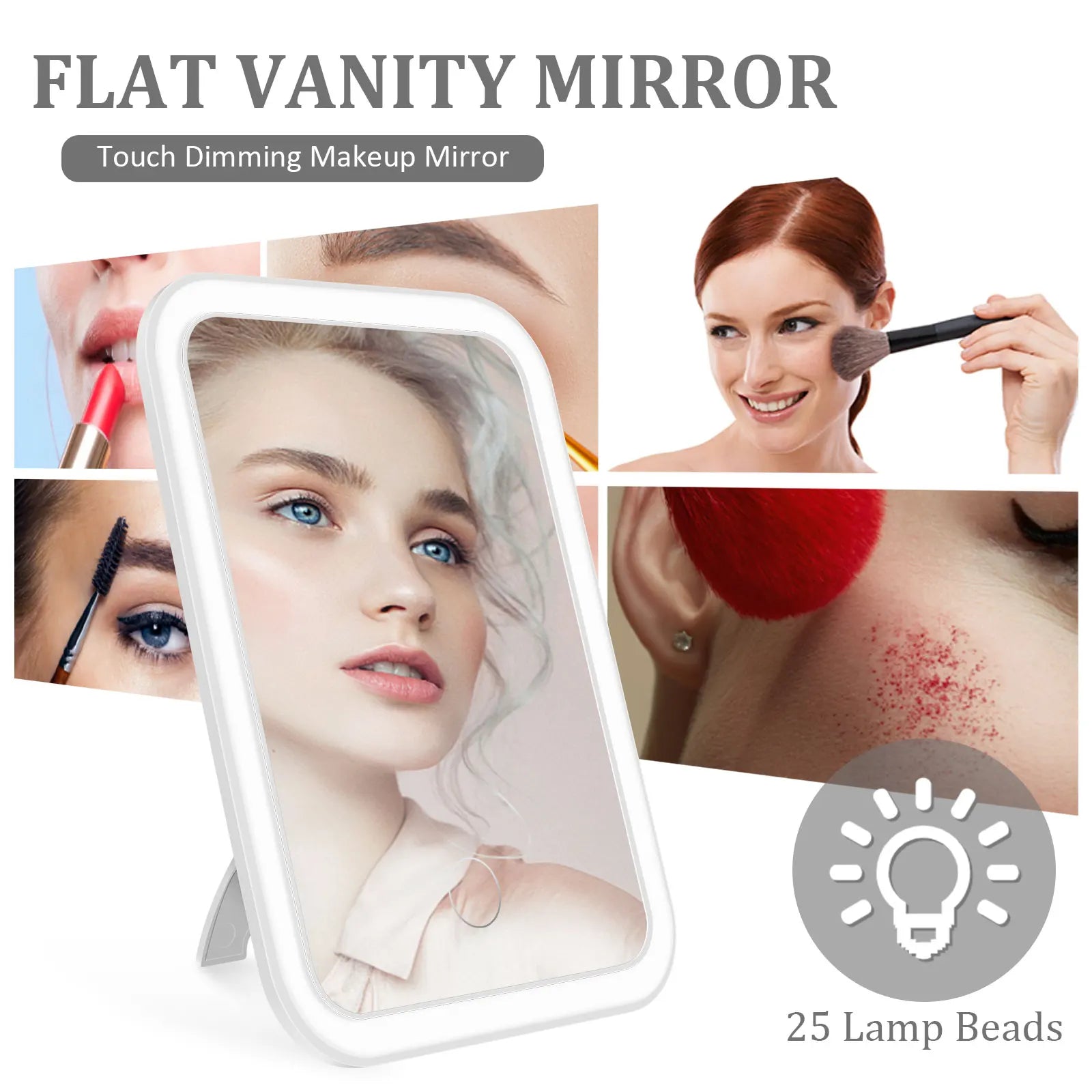 LED Makeup Mirror with Stand – 25 LED, Rechargeable