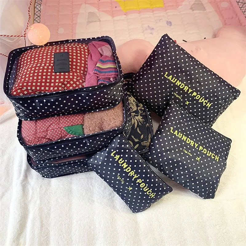 Set di 6 organizer da viaggio, borsa portaoggetti per valigia, vestiti portatili, biancheria intima, scarpe, cubi per viaggi, borse per il trucco, organizzatori di bagagli
