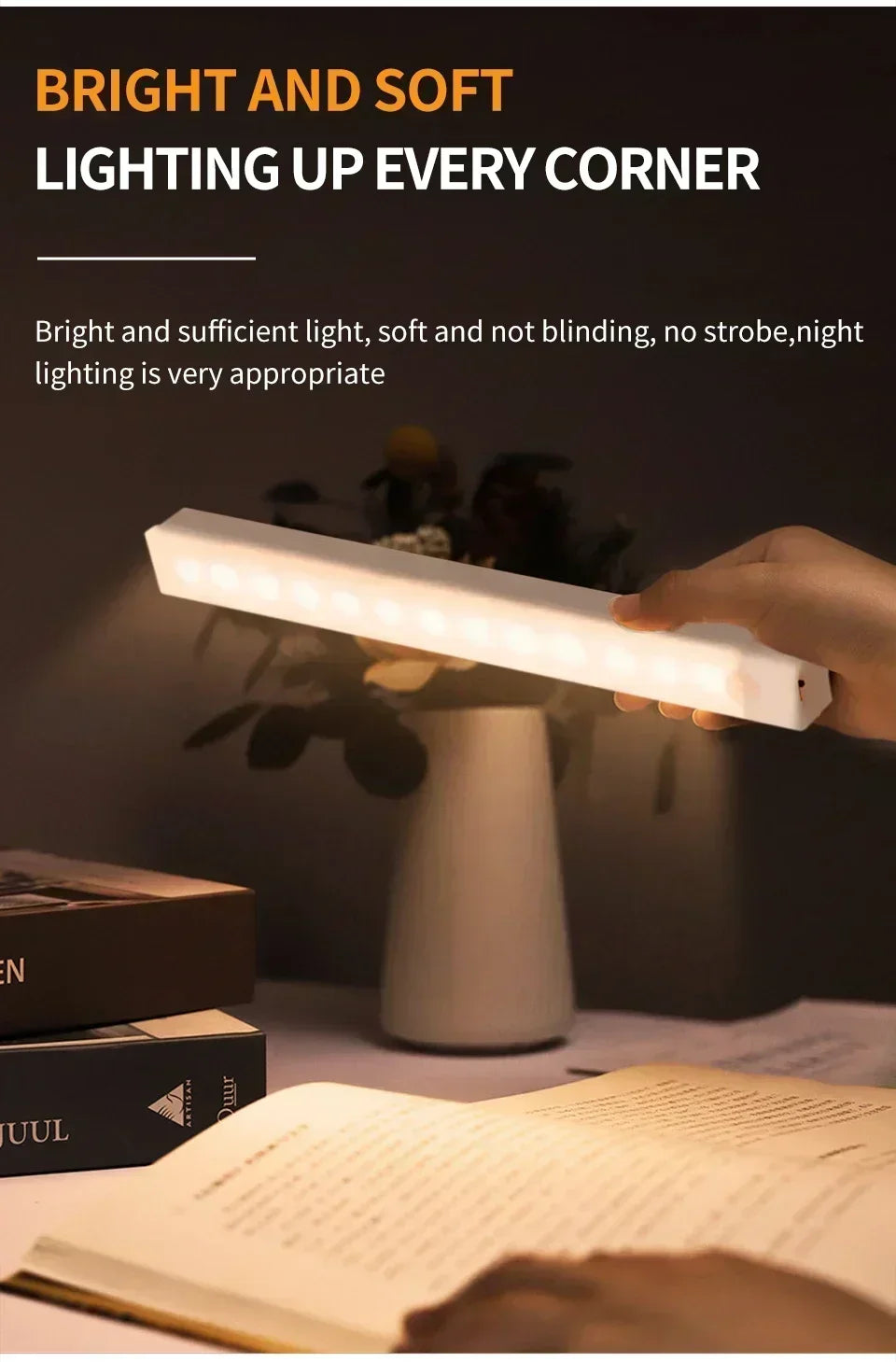 Lampada LED Magnetica per Armadio con Sensore di Movimento – Ricaricabile USB