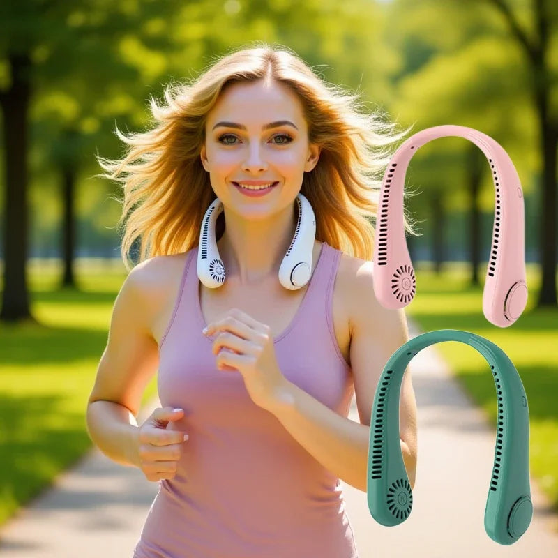 Portable neck fan 3 speed modes Adjustable extendable neck fan Blowing air for hands-free cooling 4000mAh rechargeable