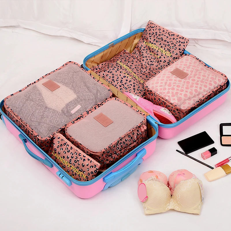 Set di 6 organizer da viaggio, borsa portaoggetti per valigia, vestiti portatili, biancheria intima, scarpe, cubi per viaggi, borse per il trucco, organizzatori di bagagli