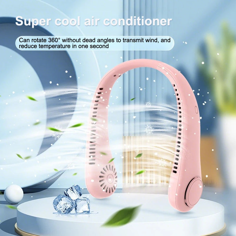 Portable neck fan 3 speed modes Adjustable extendable neck fan Blowing air for hands-free cooling 4000mAh rechargeable