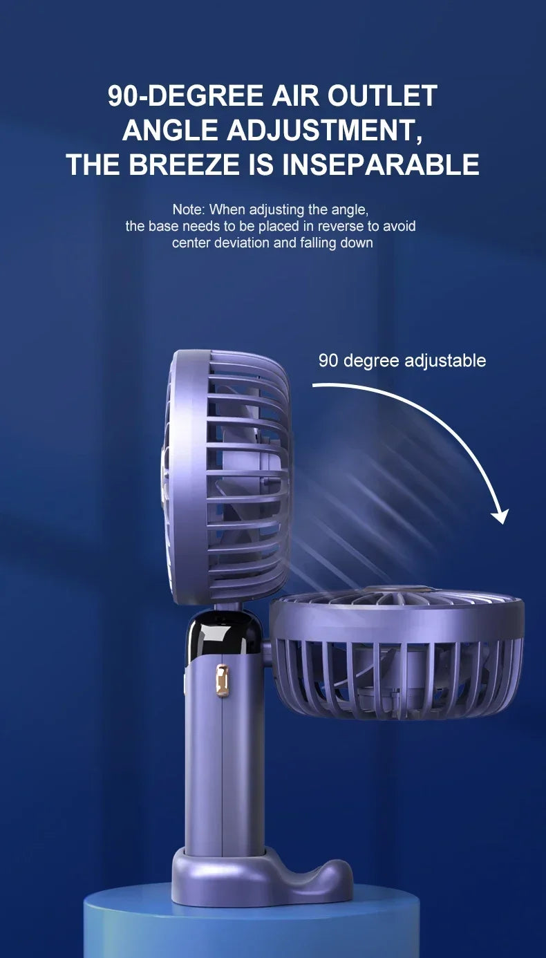 Handheld Portable Fan Wearable Personal Neck Fan 5-Speed USB Rechargeable Fan with Phone Holder and Display Screen 1800mAh