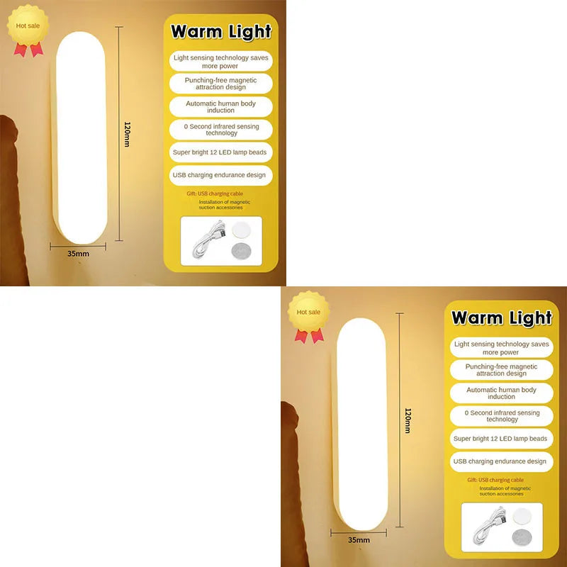 LED Night Light with Motion Sensor - USB Rechargeable