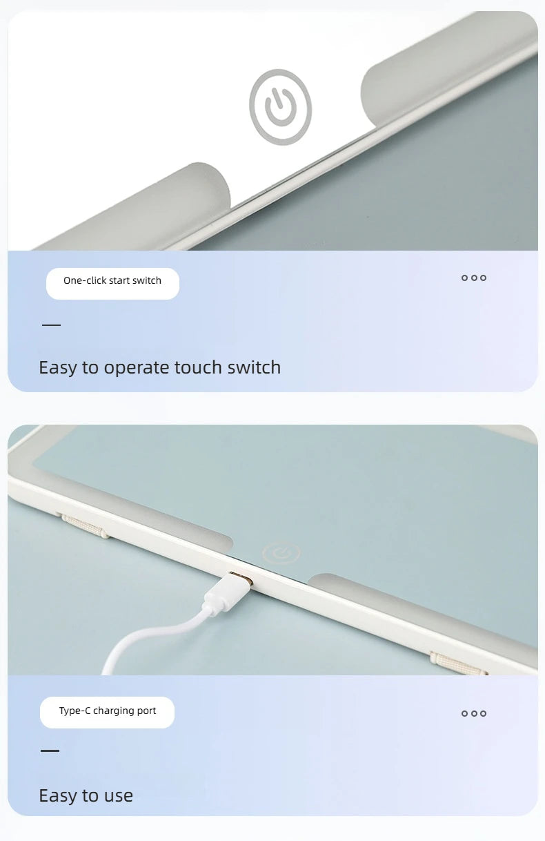 Car LED Sun Visor Mirror - Rechargeable Fill Light