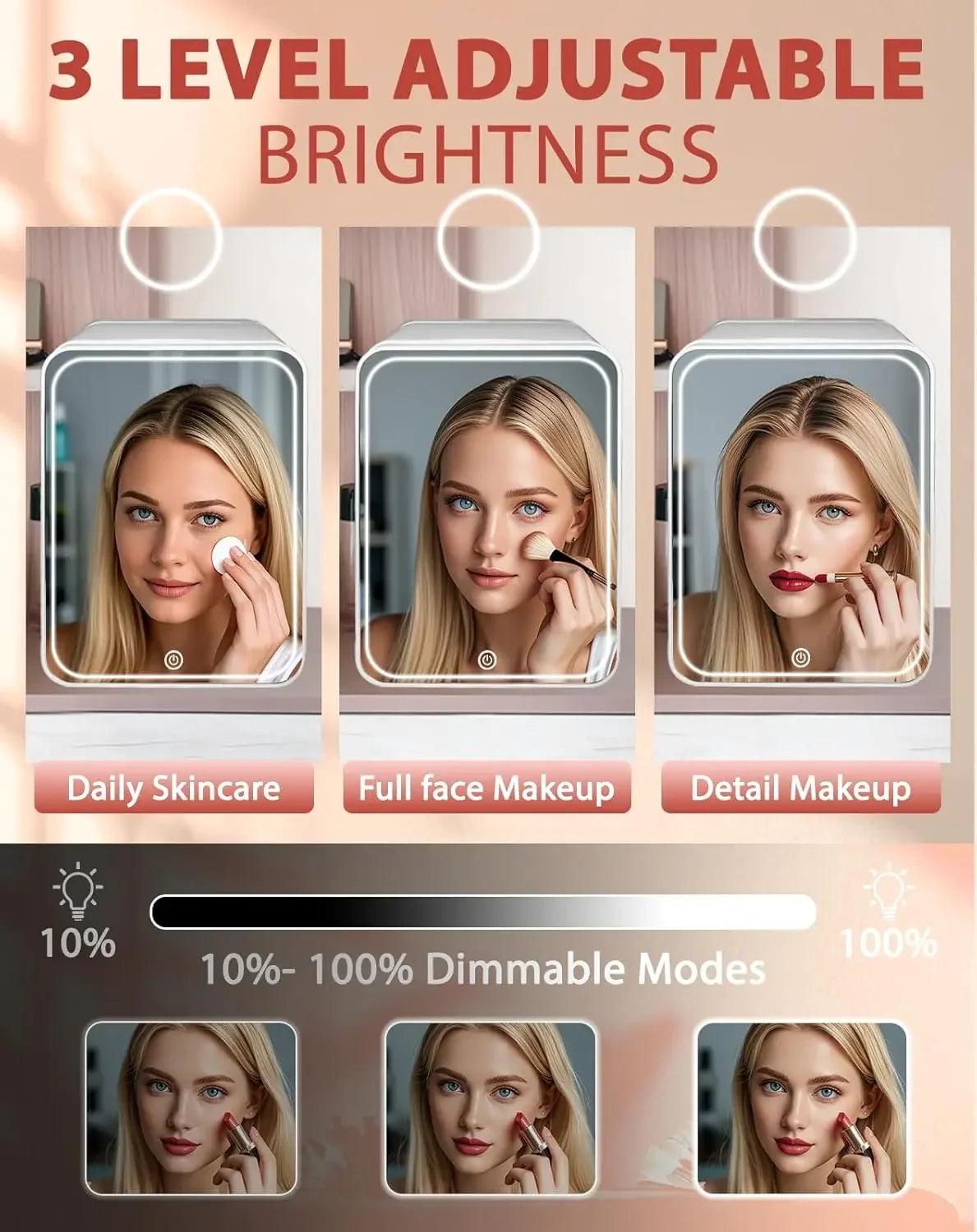 Mini Frigo Beauty con Specchio LED – 4 Litri per Skincare e Trucco