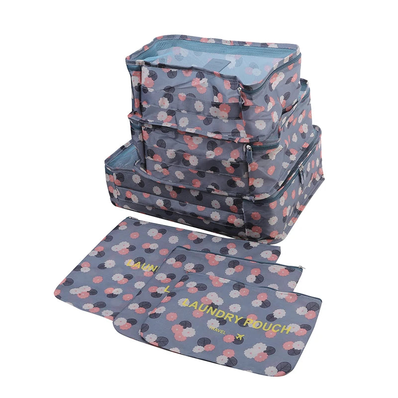 Set di 6 organizer da viaggio, borsa portaoggetti per valigia, vestiti portatili, biancheria intima, scarpe, cubi per viaggi, borse per il trucco, organizzatori di bagagli