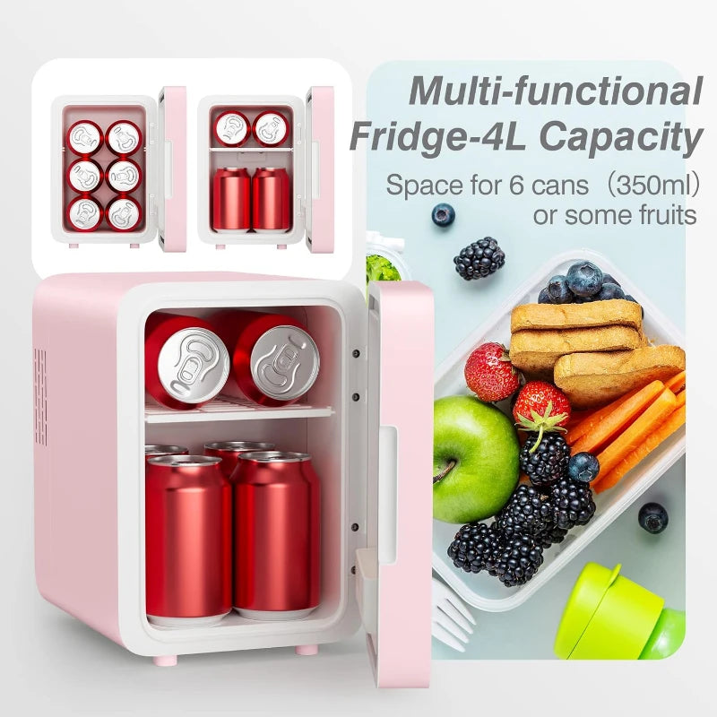 Mini Frigo Beauty con Specchio LED – 4 Litri per Skincare e Trucco