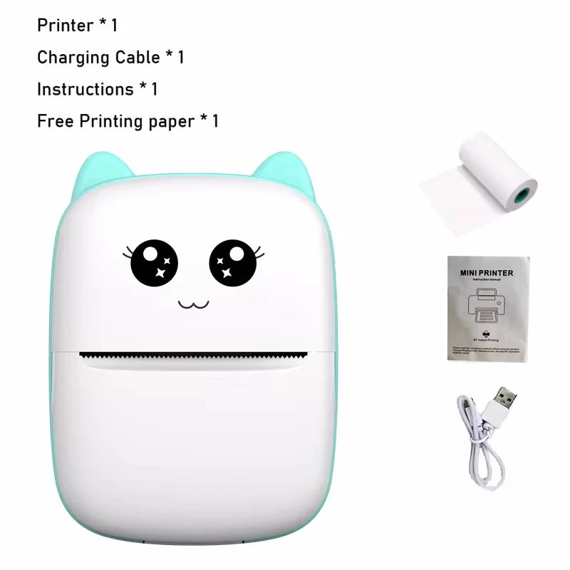 Stampante termica portatile Mini CAT stampa stampante termica tascabile per foto 58mm stampa stampanti wireless Bluetooth Android iOS