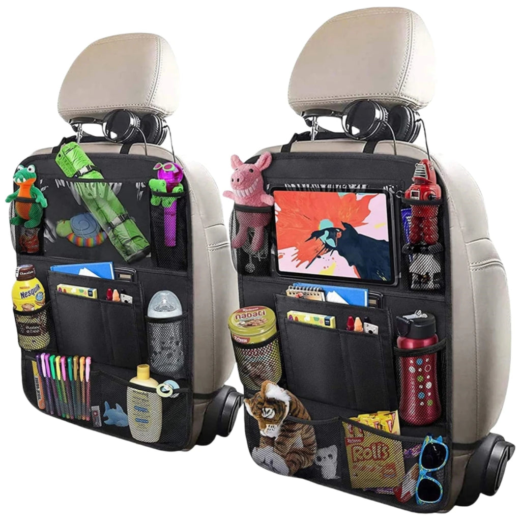 Organizer per schienale seggiolino auto, 10 tasche portaoggetti con protezione per supporto tablet touch screen per bambini, accessori per auto