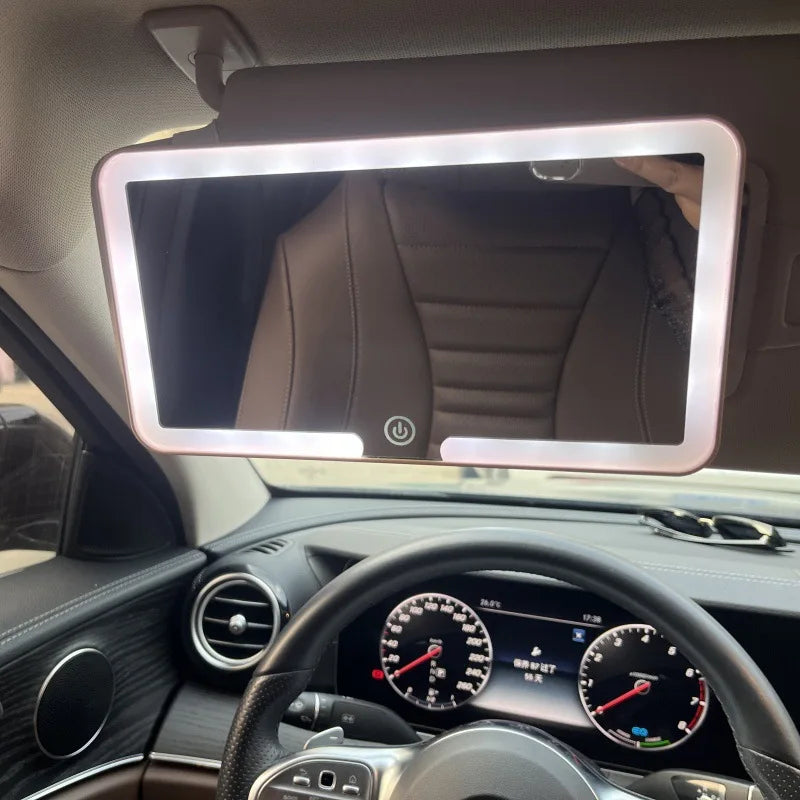 Car LED Sun Visor Mirror - Rechargeable Fill Light