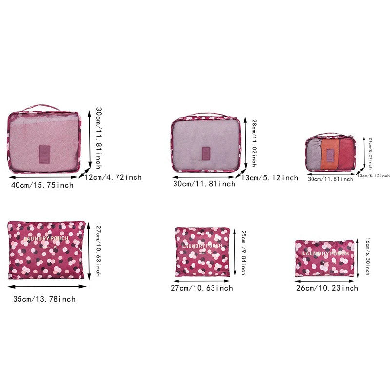 Set di 6 organizer da viaggio, borsa portaoggetti per valigia, vestiti portatili, biancheria intima, scarpe, cubi per viaggi, borse per il trucco, organizzatori di bagagli