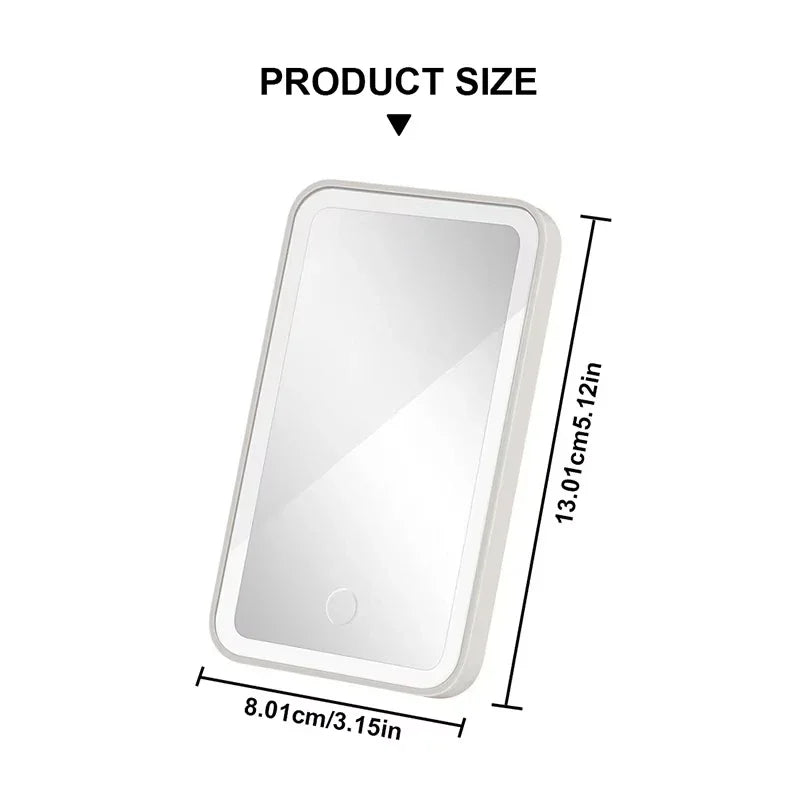LED Car Vanity Mirror – Rechargeable, 360° Rotation