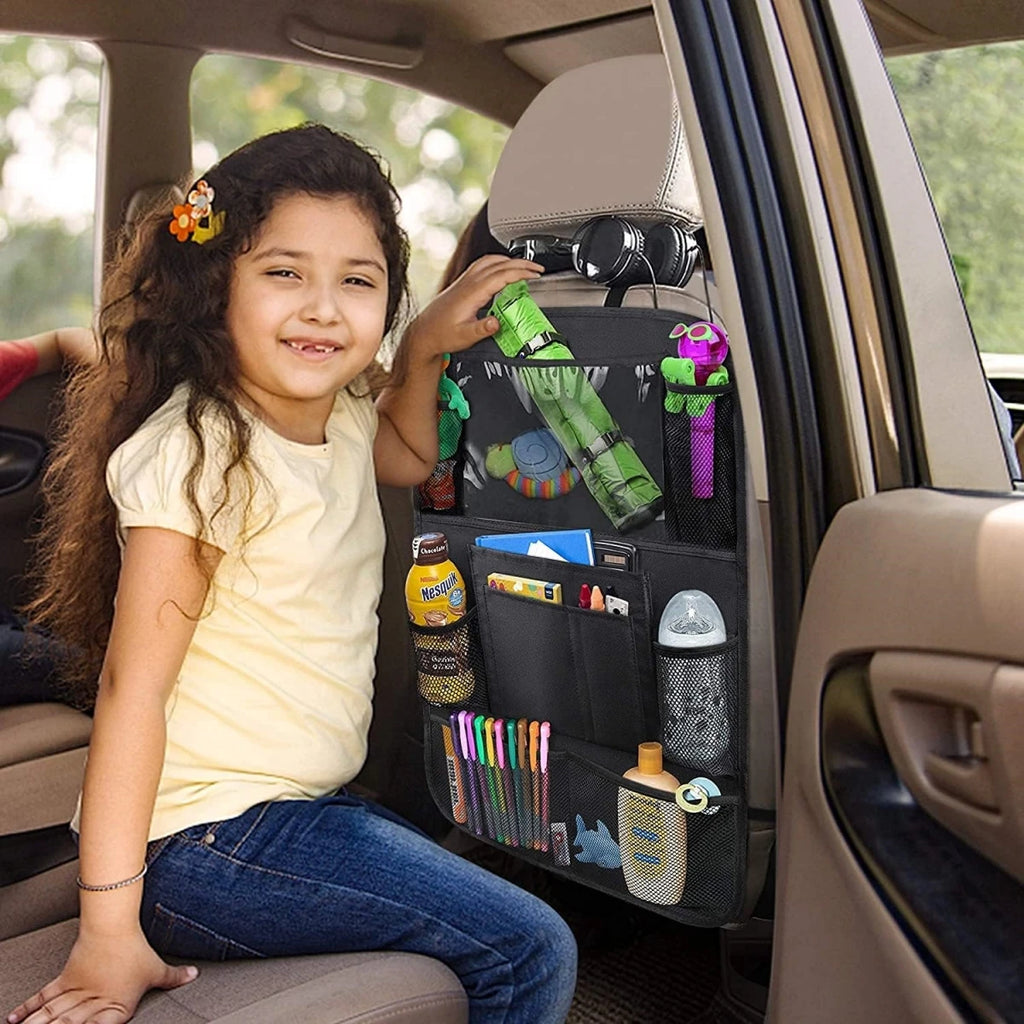 Organizer per schienale seggiolino auto, 10 tasche portaoggetti con protezione per supporto tablet touch screen per bambini, accessori per auto
