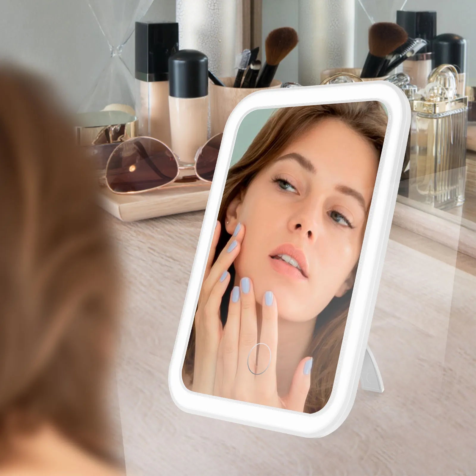 LED Makeup Mirror with Stand – 25 LED, Rechargeable