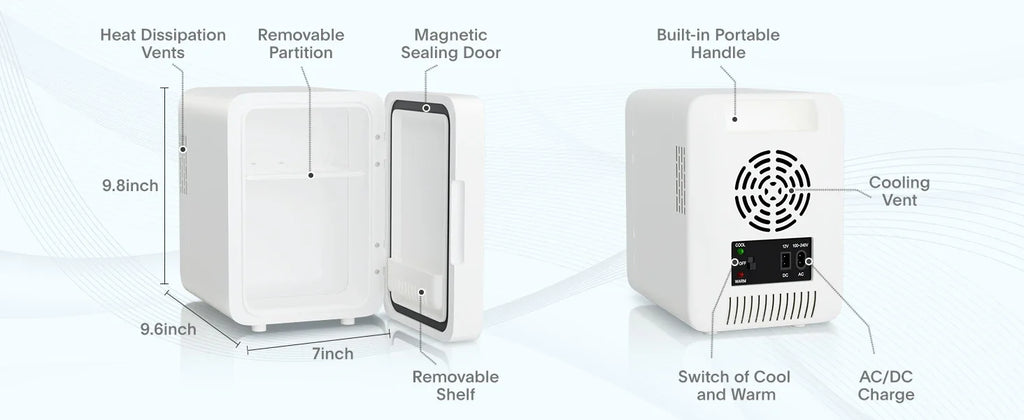 Mini Frigo Beauty con Specchio LED – 4 Litri per Skincare e Trucco
