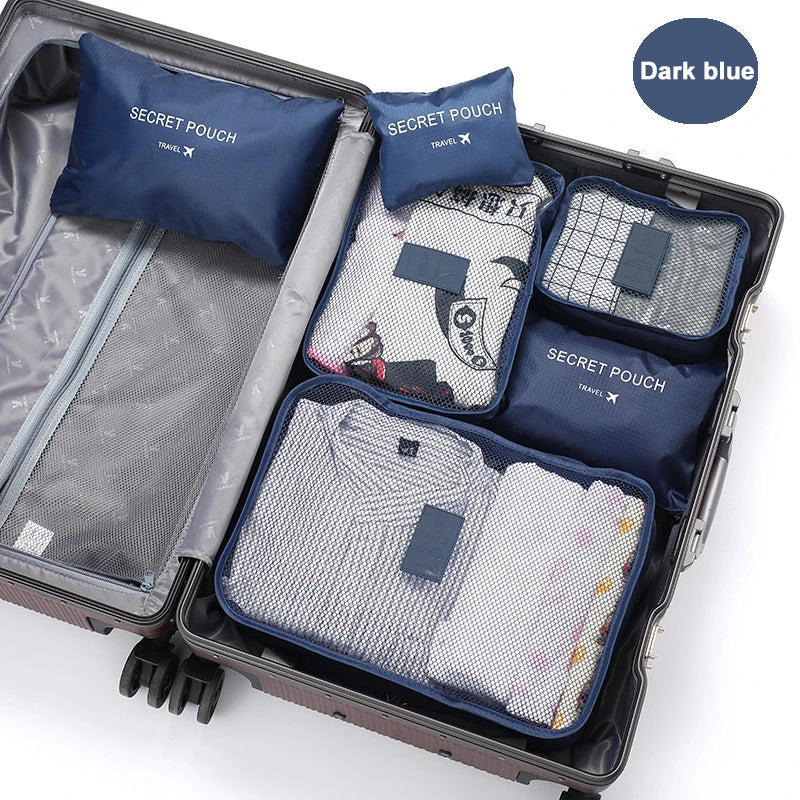 Set di 6 borse portaoggetti per vestiti da viaggio, organizer per bagagli portatile, custodia per valigia, cubo da imballaggio per scarpe, imballaggio di vestiti