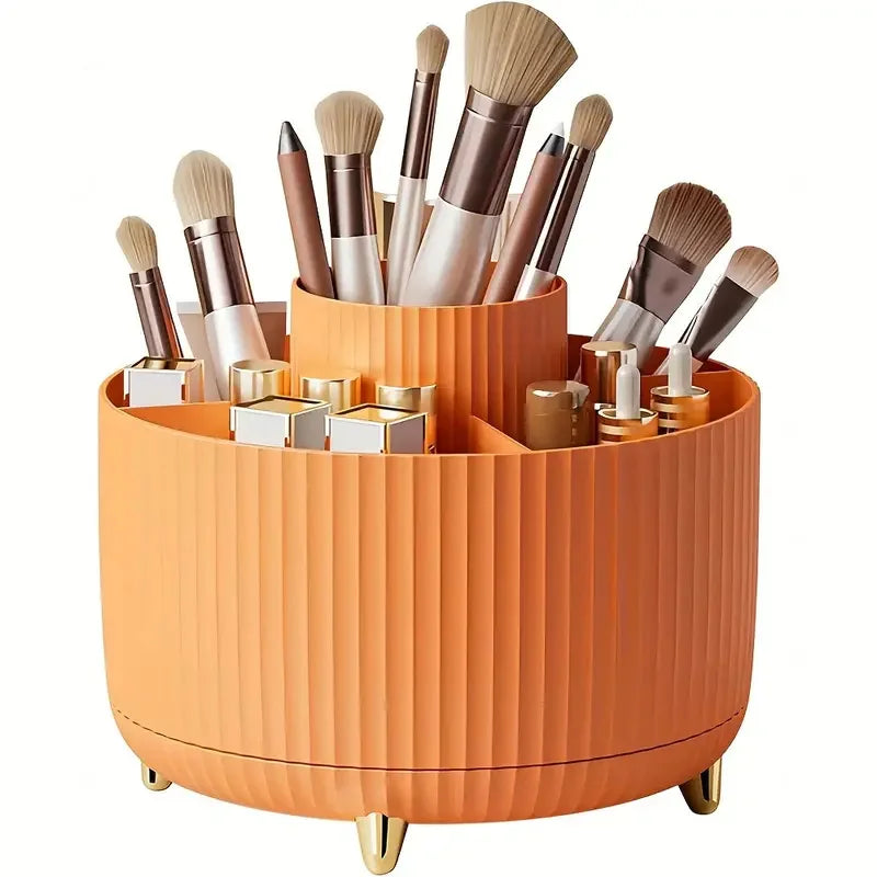 Organizer Porta Pennelli per Trucco 360° – 5 Scomparti Girevoli