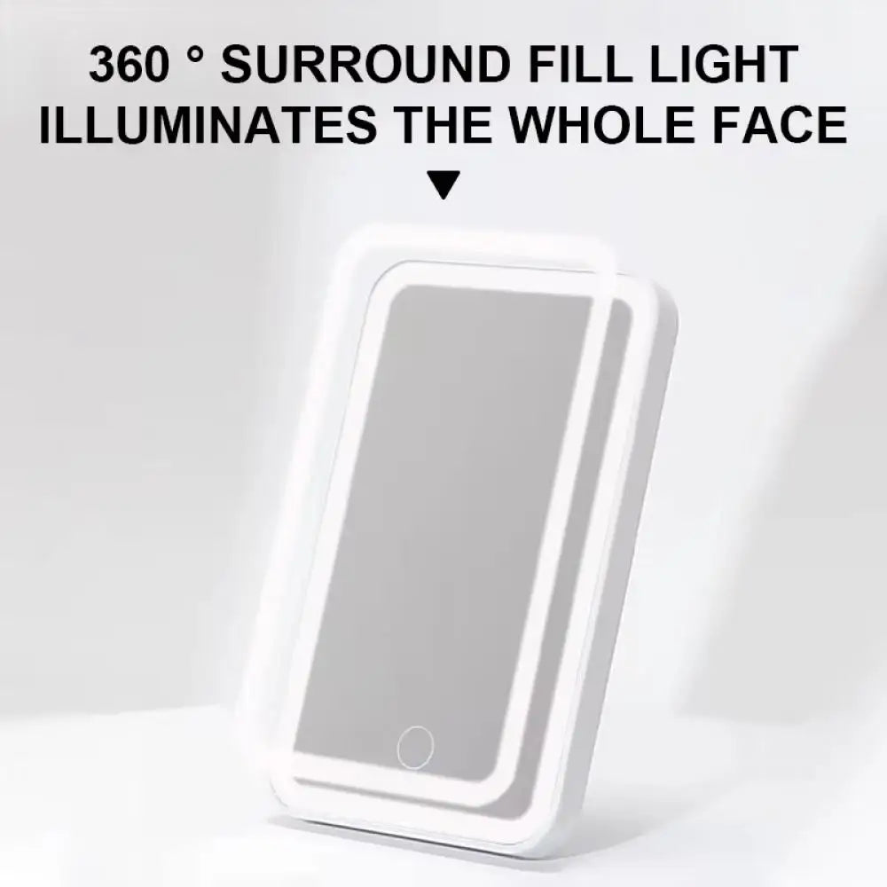 LED Car Vanity Mirror – Rechargeable, 360° Rotation
