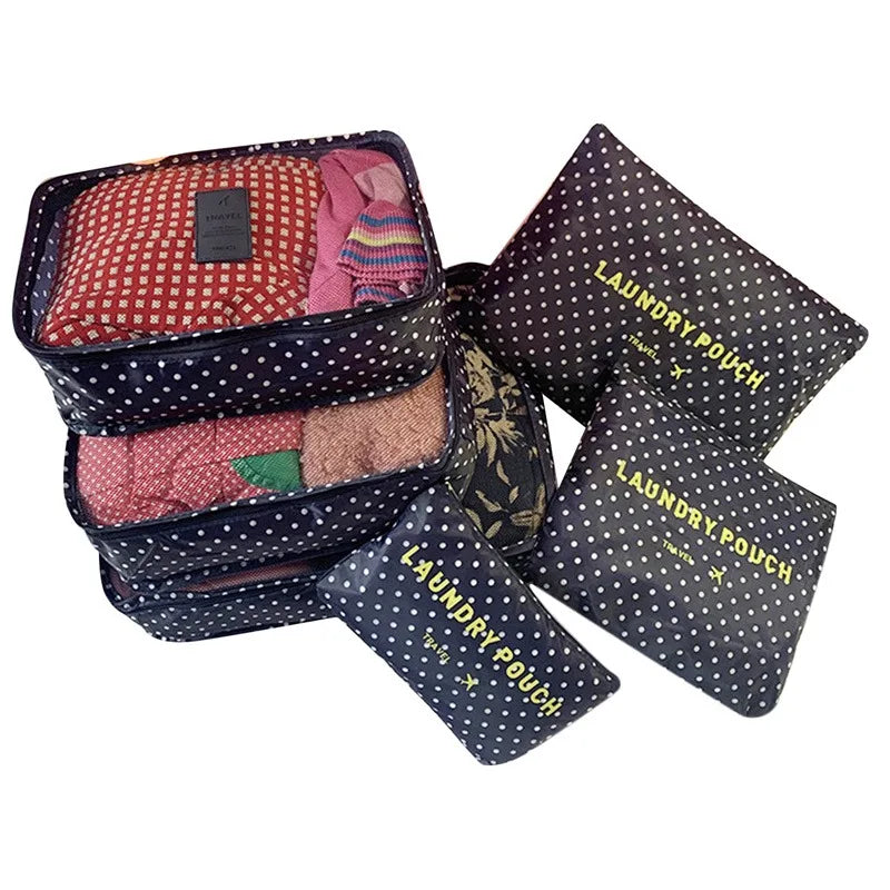Set di 6 organizer da viaggio, borsa portaoggetti per valigia, vestiti portatili, biancheria intima, scarpe, cubi per viaggi, borse per il trucco, organizzatori di bagagli