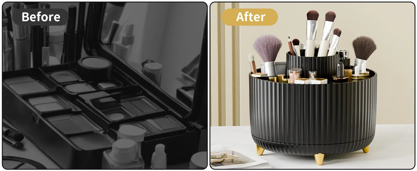 Organizer Porta Pennelli per Trucco 360° – 5 Scomparti Girevoli