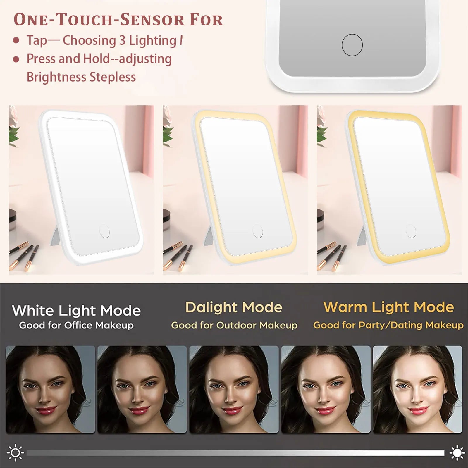 LED Makeup Mirror with Stand – 25 LED, Rechargeable