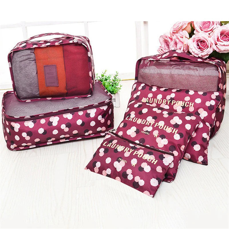 Set di 6 organizer da viaggio, borsa portaoggetti per valigia, vestiti portatili, biancheria intima, scarpe, cubi per viaggi, borse per il trucco, organizzatori di bagagli