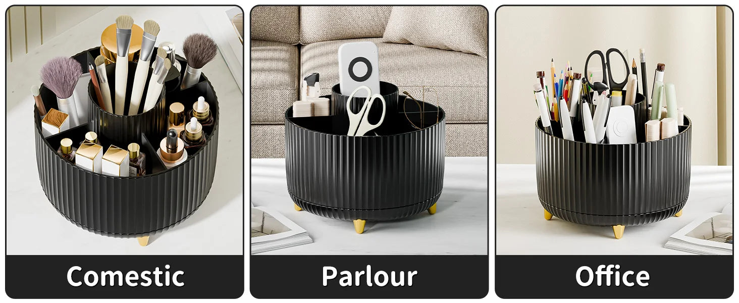 Organizer Porta Pennelli per Trucco 360° – 5 Scomparti Girevoli