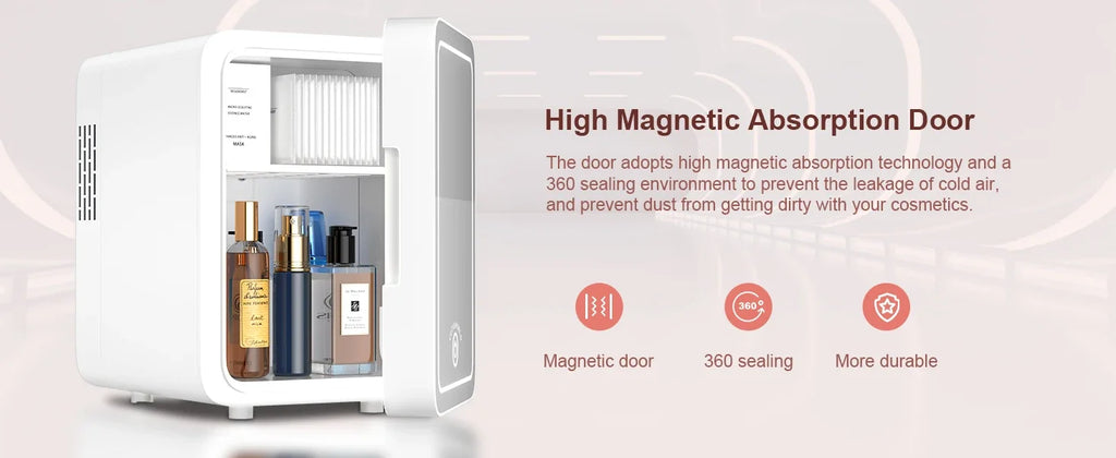 Mini Frigo Beauty con Specchio LED – 4 Litri per Skincare e Trucco