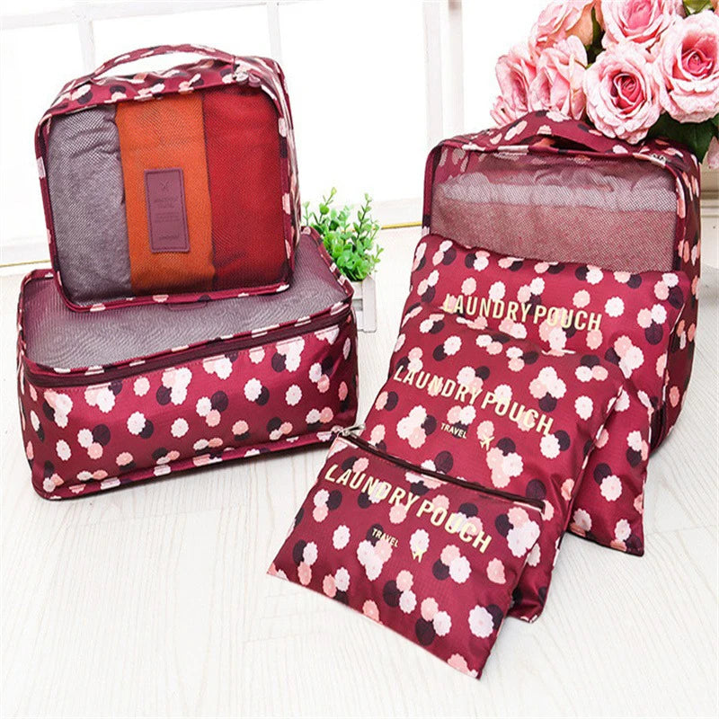 Set di 6 organizer da viaggio, borsa portaoggetti per valigia, vestiti portatili, biancheria intima, scarpe, cubi per viaggi, borse per il trucco, organizzatori di bagagli