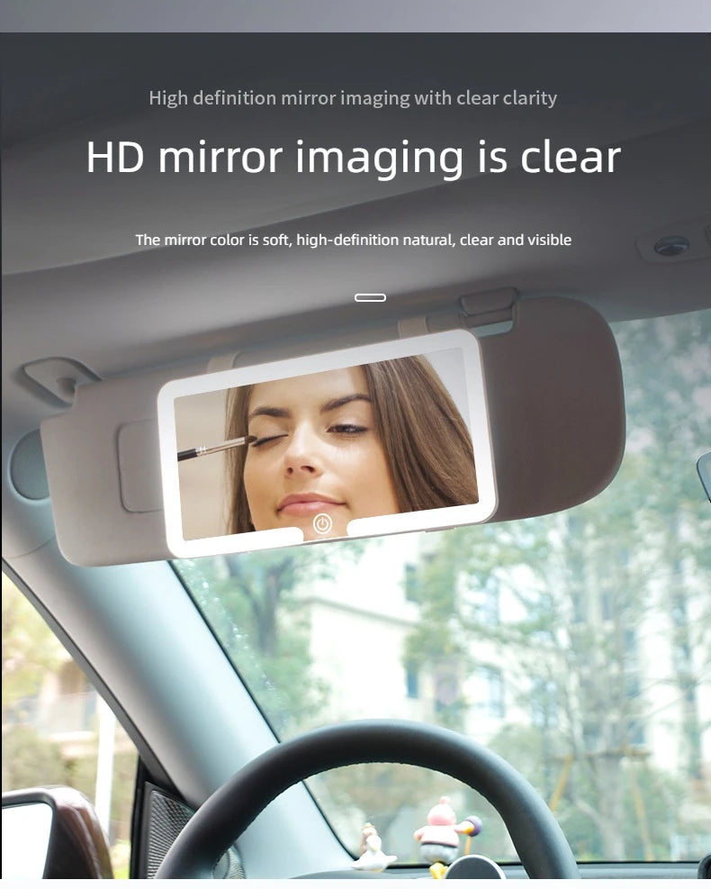 Car LED Sun Visor Mirror - Rechargeable Fill Light