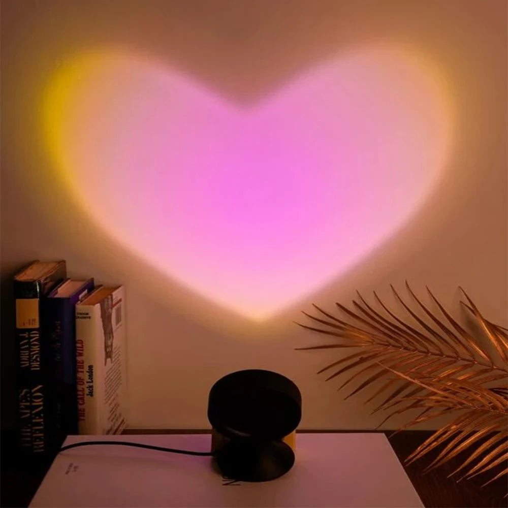 Luce al tramonto Proiettore d'amore Luce notturna Proiezione al tramonto Lampada da scrivania a LED Atmosfera camera da letto Luce arcobaleno Luce decorativa