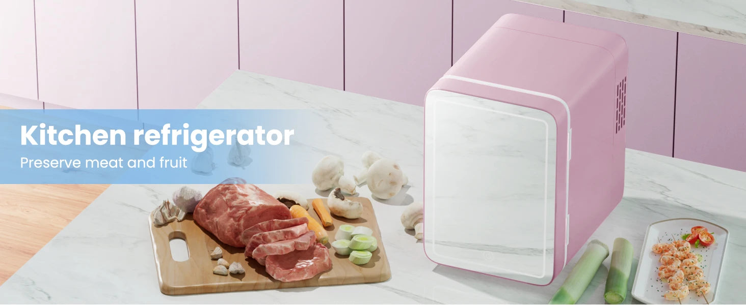 Mini Frigo Beauty con Specchio LED – 4 Litri per Skincare e Trucco