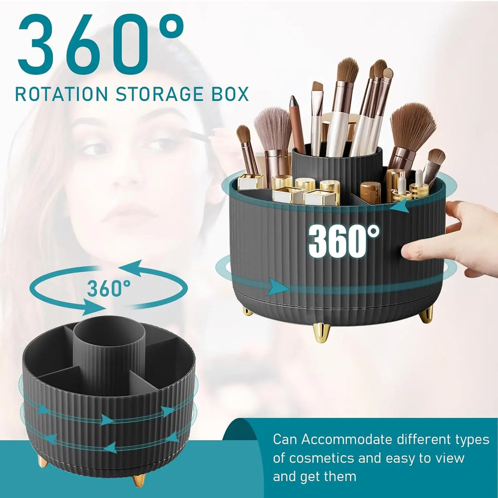 Organizer Porta Pennelli per Trucco 360° – 5 Scomparti Girevoli