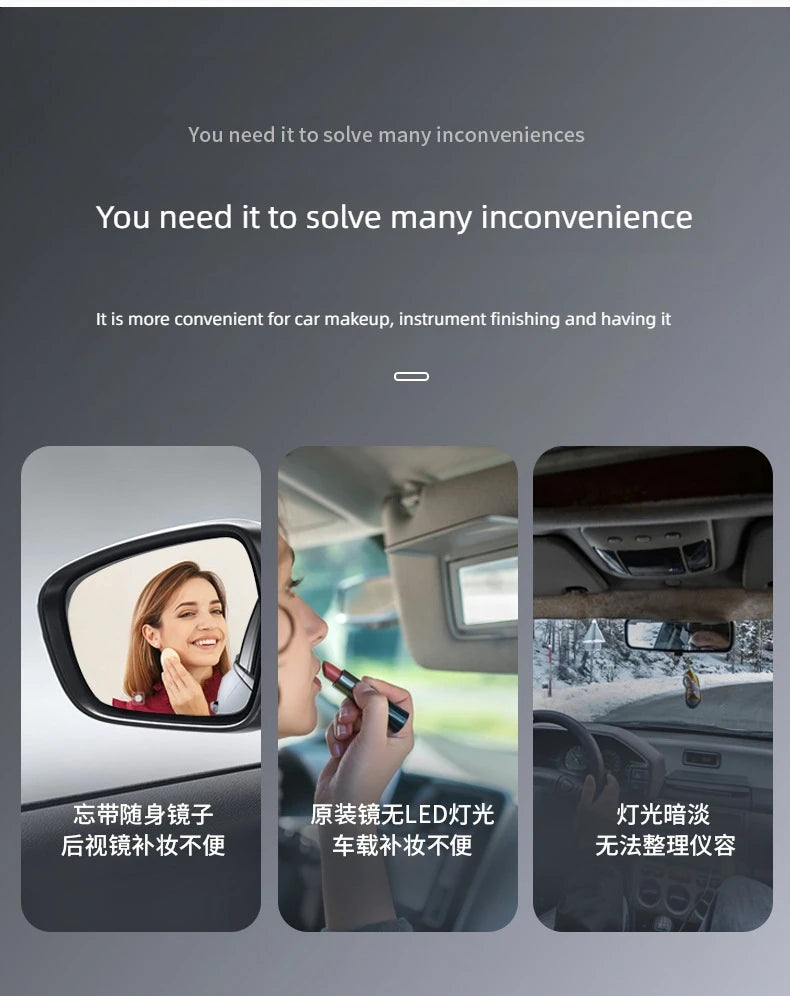 Car LED Sun Visor Mirror - Rechargeable Fill Light