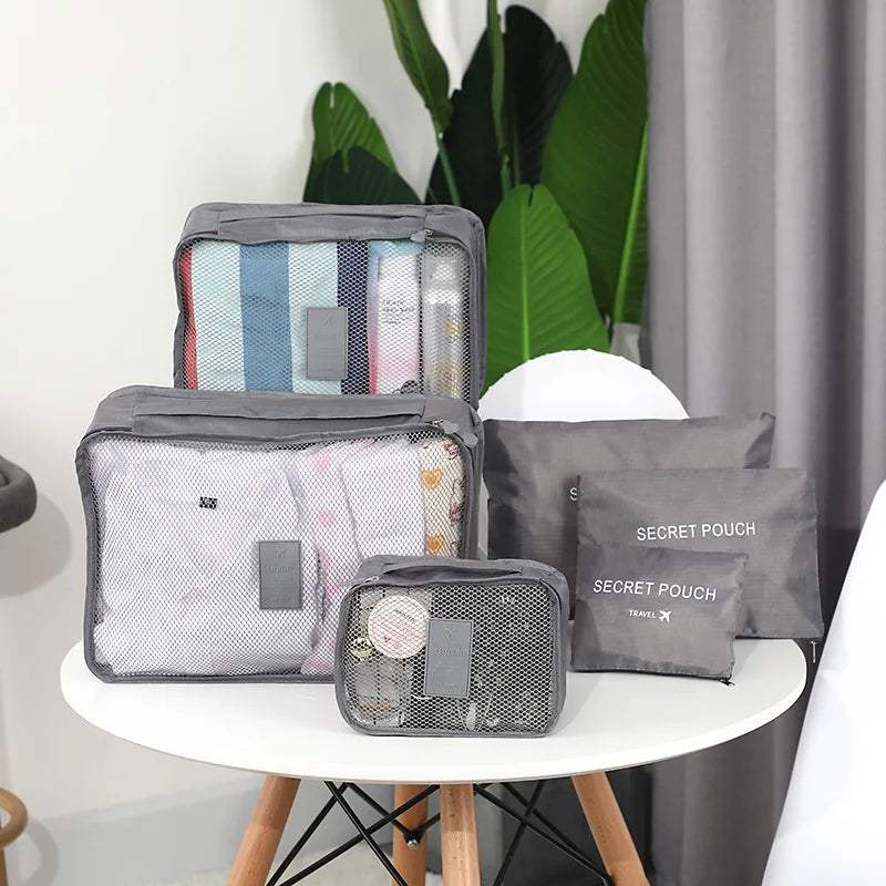 Set di 6 borse portaoggetti per vestiti da viaggio, organizer per bagagli portatile, custodia per valigia, cubo da imballaggio per scarpe, imballaggio di vestiti
