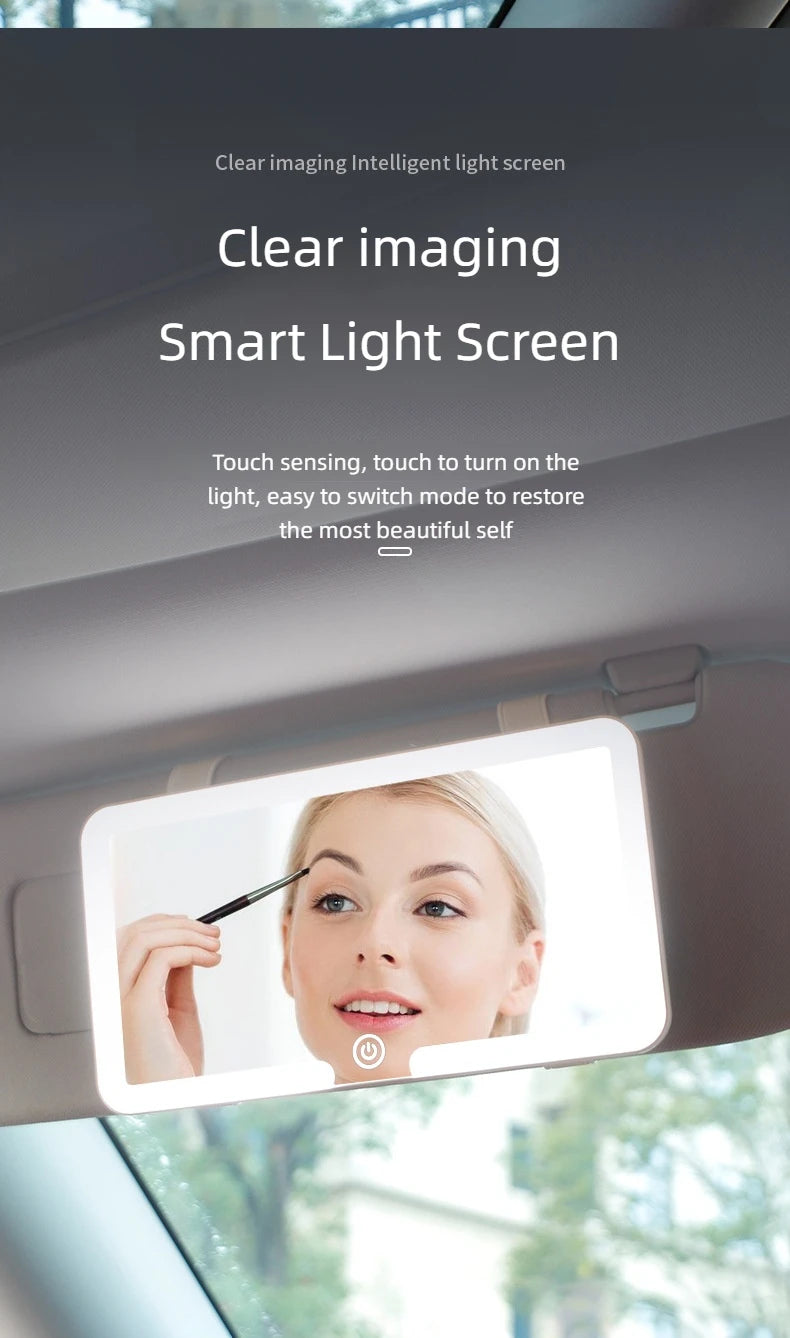 Car LED Sun Visor Mirror - Rechargeable Fill Light