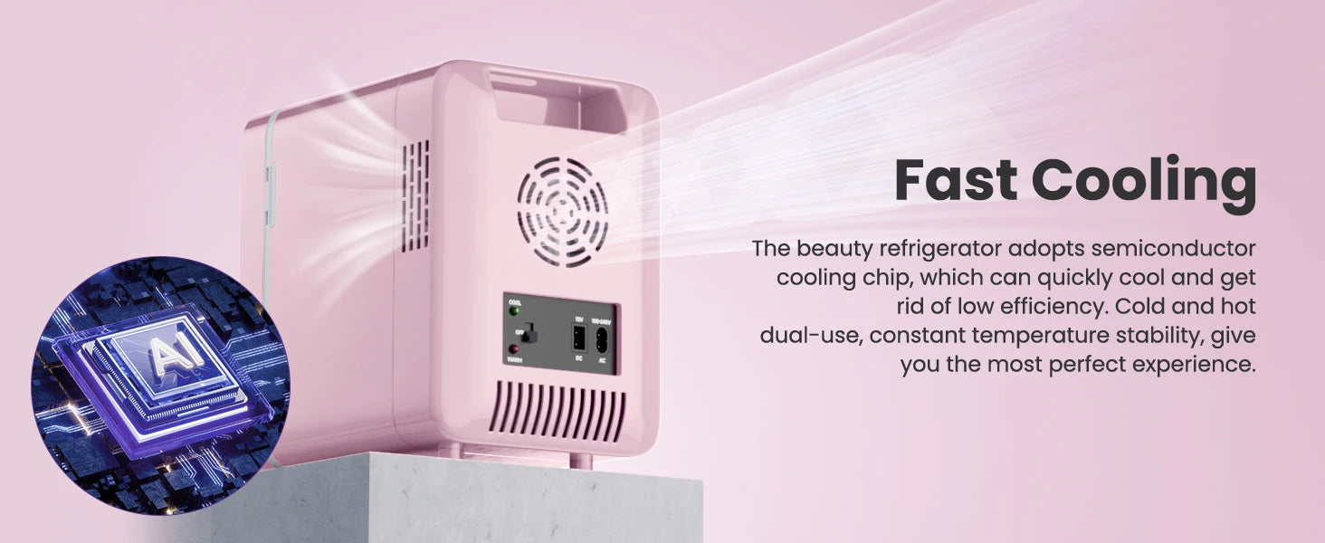 Mini Frigo Beauty con Specchio LED – 4 Litri per Skincare e Trucco