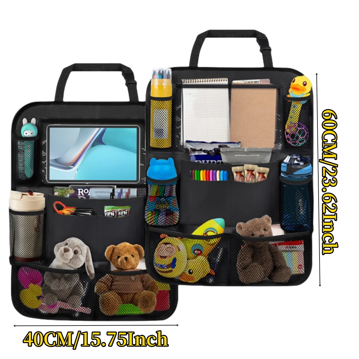 Organizer per schienale seggiolino auto, 10 tasche portaoggetti con protezione per supporto tablet touch screen per bambini, accessori per auto